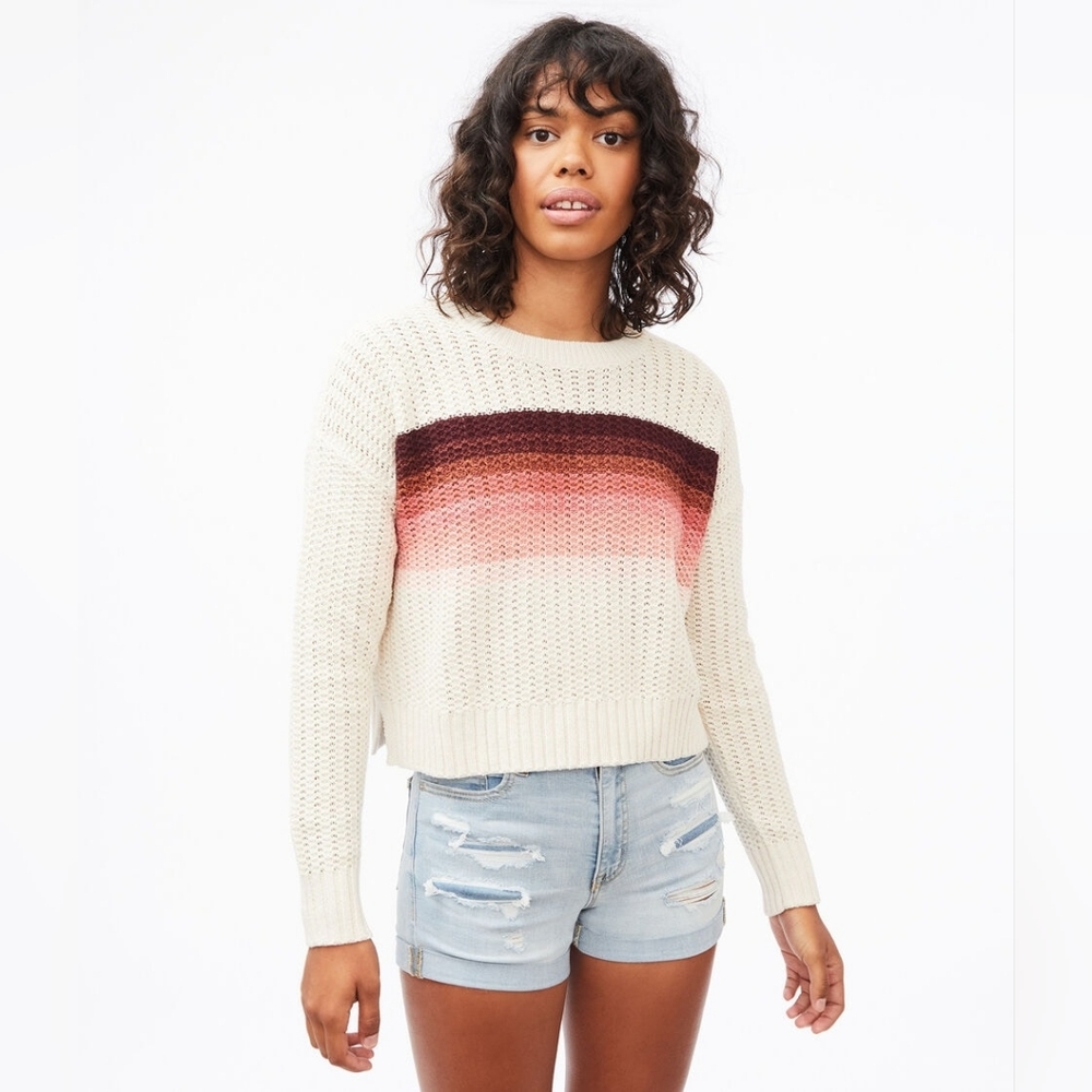 Aeropostale Striped Drop-Shoulder Ombre Stripe Sweater Size S